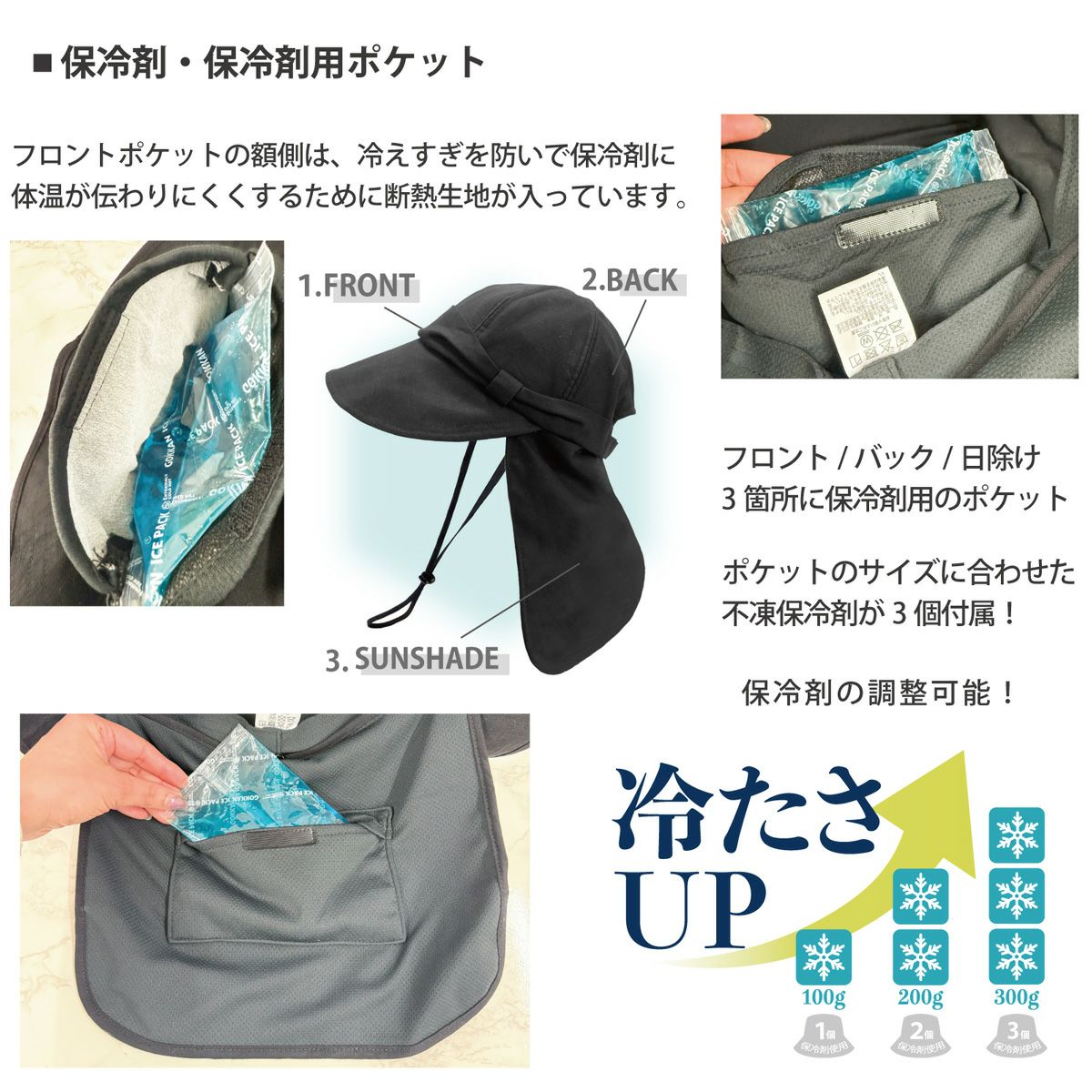 保冷剤ポケット 極寒保冷帽子