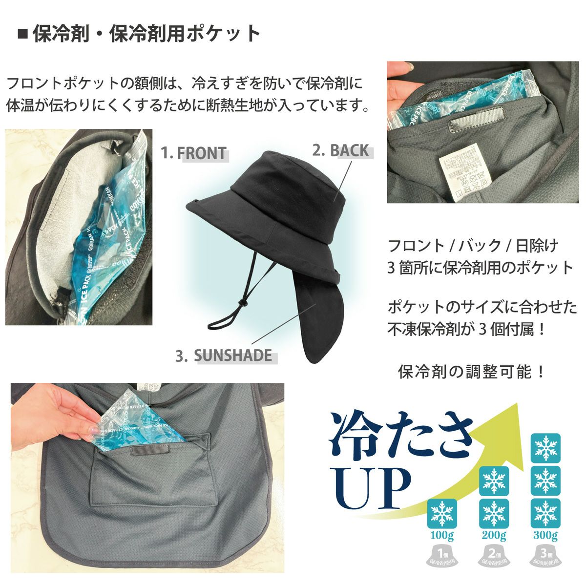 保冷剤ポケット 極寒保冷帽子
